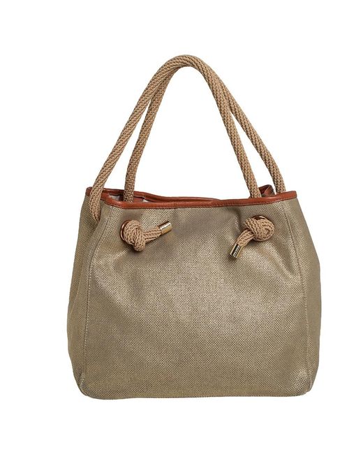 MICHAEL Michael Kors Metallic /brown Canvas And Leather Large Isla Tote