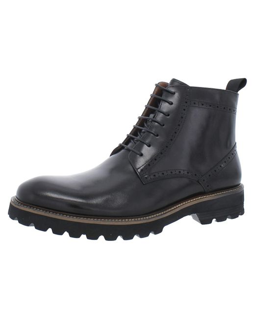 Vintage Foundry Black Blade Leather Lug Sole Ankle Boots for men