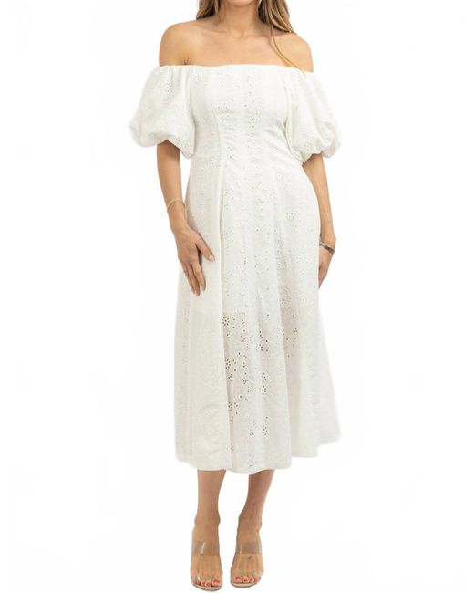 Olivaceous Women's White Wilson Eyelet Midi Dress
