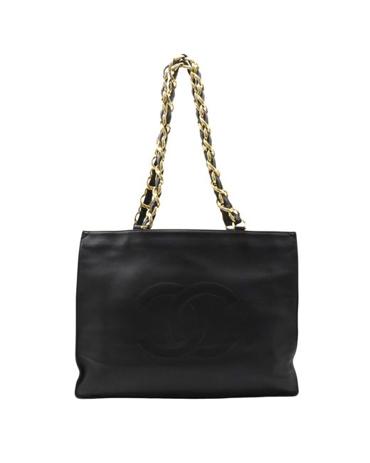 Chanel Jumbo Leather Tote Bag (preowned) in Black Lyst