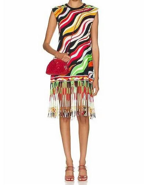 Emilio Pucci Red Short Dress With Fringe