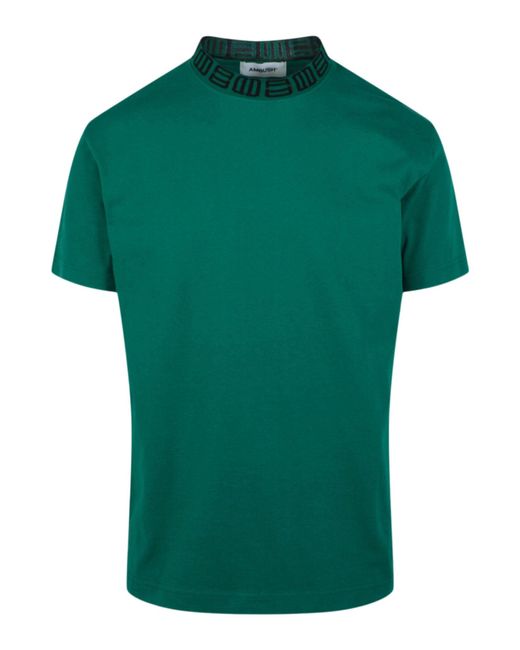 Ambush Green Monogram Rib Collar T-shirt for men