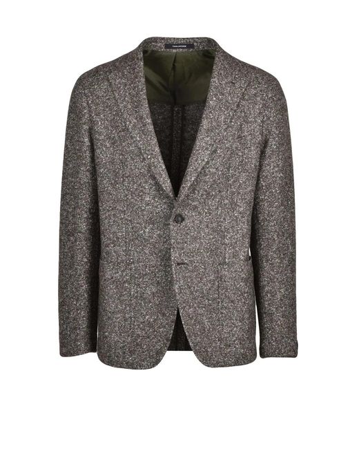 Tagliatore Gray Bouclé Virgin Wool-Silk Jacket for men