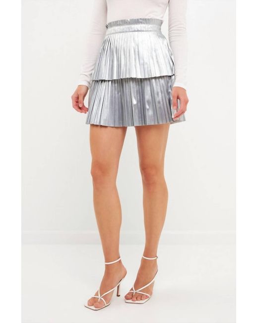 Endless Rose White Holiday Party Pleated Mini Skirt