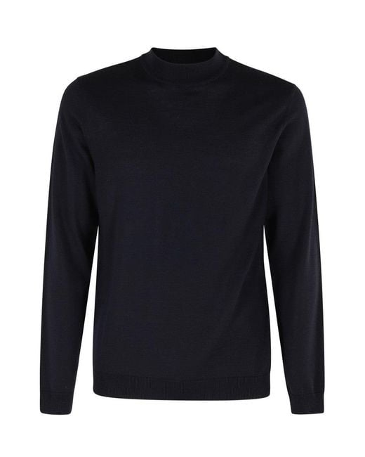 Roberto Collina Blue Long-Sleeve Round Neck Wool Sweater for men
