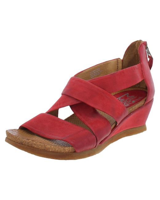 Miz Mooz Mika Leather Ankle Strap Wedge Sandals in Red Lyst