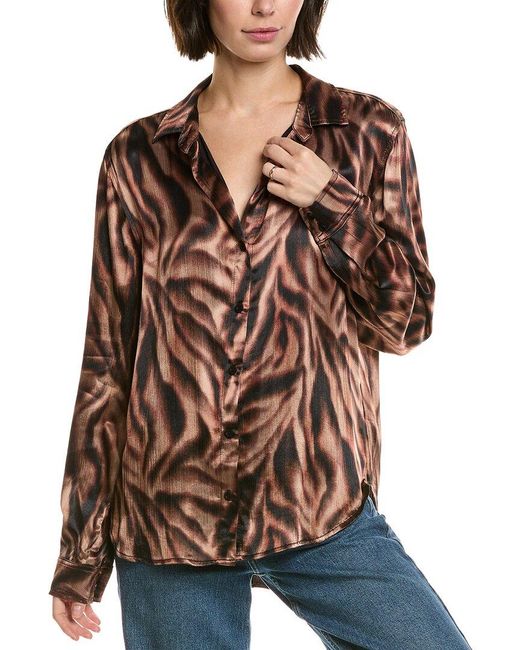 Bella Dahl Brown Textured Satin Shirt