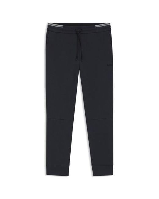 Boss Blue Cotton Tracksuit Bottoms With Striped Trims for men