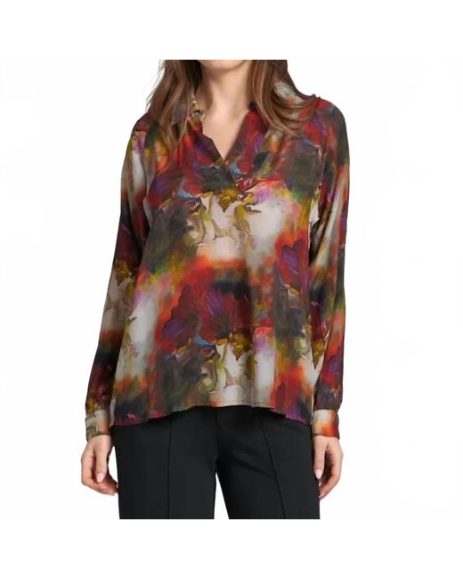 Apny Red Pullover Long Sleeve Blouse