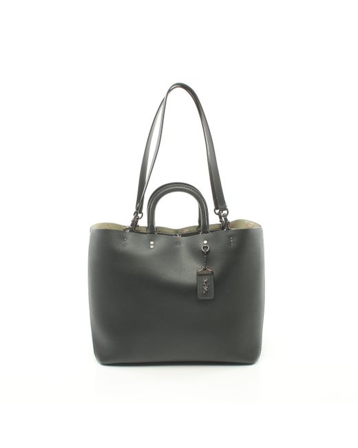 COACH Gray Handbag Tote Bag Leather 2way