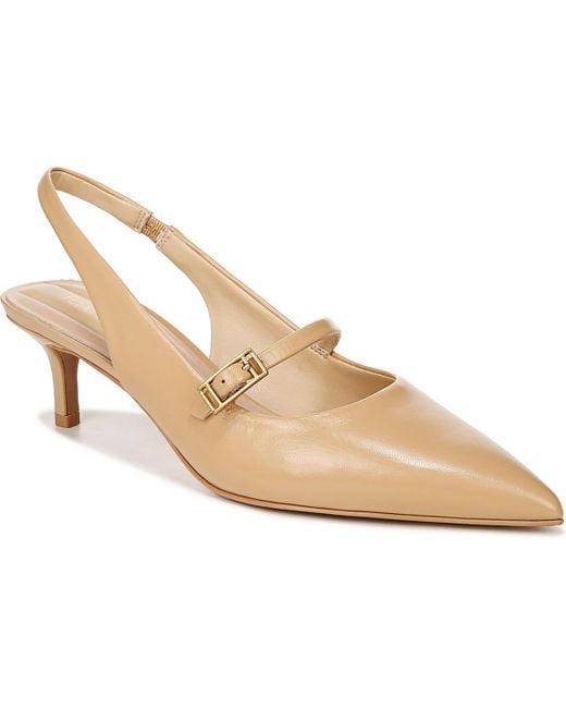 Franco Sarto Natural Khloe Leather Pointed Toe Slingback Heels