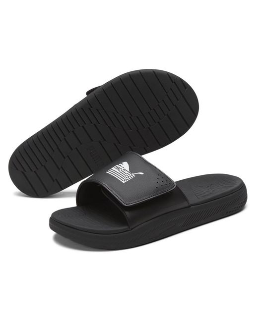 PUMA Black Soft Ride X Tmc Open Toe Slip On Slide Sandals
