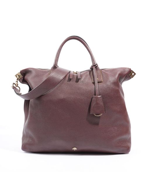 Mulberry Purple Alice Zip Tote Burgundy Grained Leather Tote Bag