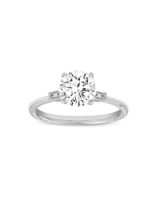 LuvMyJewelry Women's White 14K Round Cut Lab Grown Diamond 3 Stone Engagement Ring