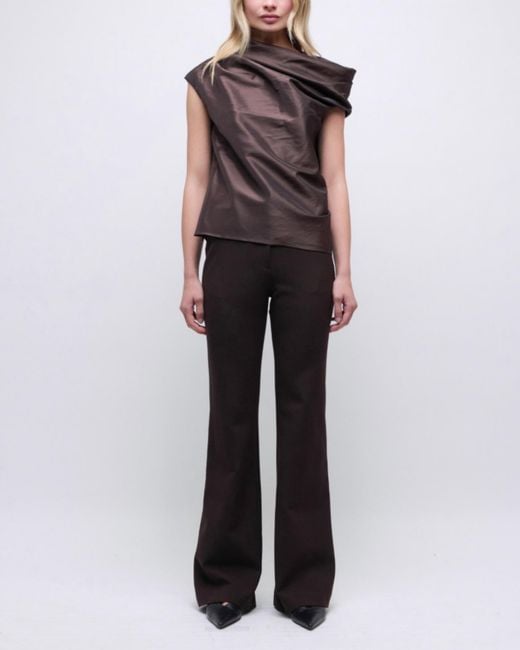 Jonathan Simkhai Brown Vivia Draped Top
