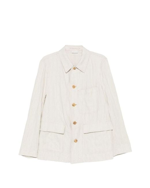 Dries Van Noten White Herringbone Weave Jacket for men