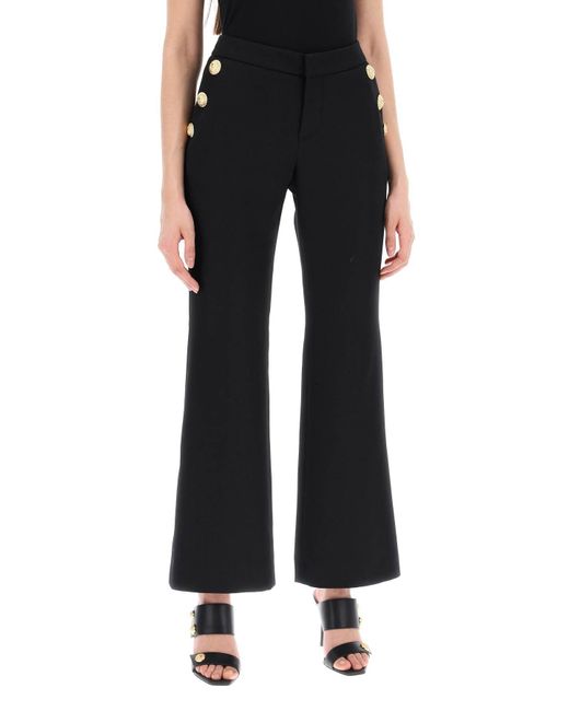Balmain Black Flared Pants With Embossed Buttons