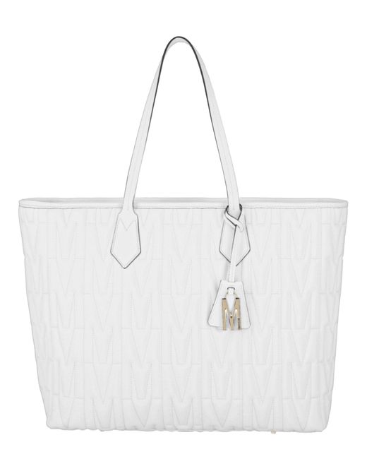 Moschino White M-quilted Leather Tote