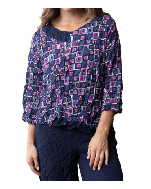 Liv by Habitat Blue Crimped Crepe Squared Pullover
