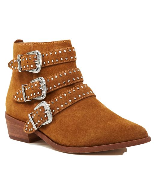 Aqua Brown Blane Studded Ankle Boots