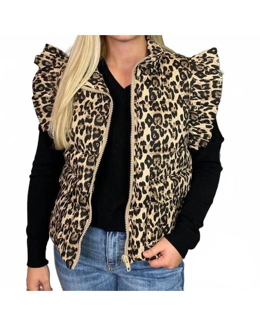 Jodifil Black Leopard Puffer Vest
