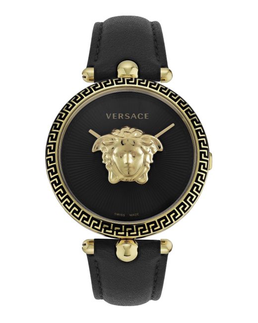 Versace Black Palazzo Empire Leather Watch