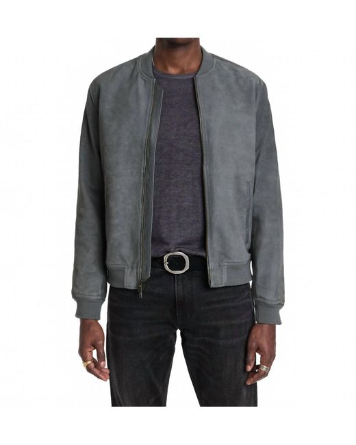 John Varvatos Gray Suede Leather Jacket for men