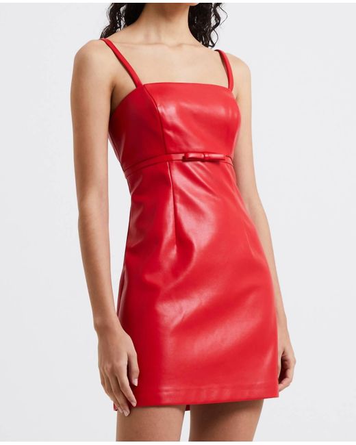 French Connection Red Crolenda Pu Bow Dress