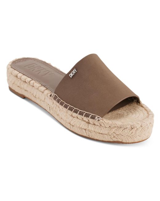 DKNY Brown Camillo Leather Slip-on Espadrilles