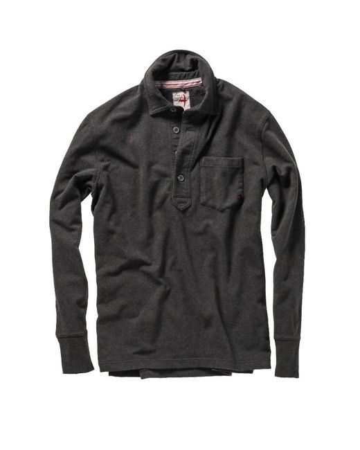 Relwen Black Loopback Long Sleeve Polo for men