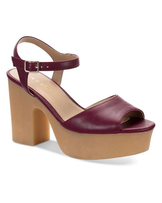 Sun & Stone Pink Gretaa Faux Leather Ankle Strap Heels
