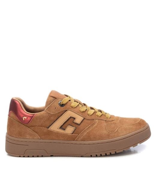 Xti Brown Leather Sneakers