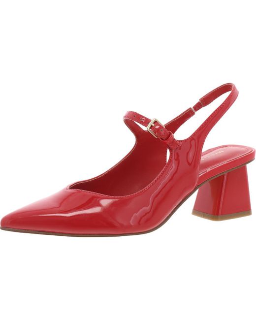 Marc Fisher Red Luney Buckle Patent Block Heel