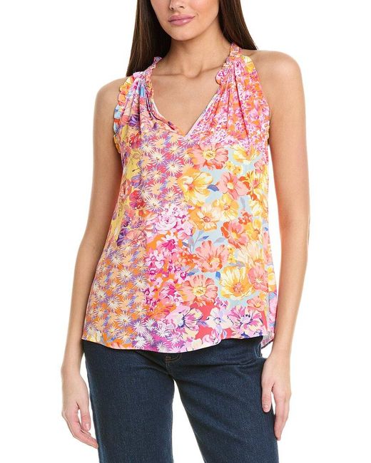 Hale Bob Red Adeline Sleeveless Top