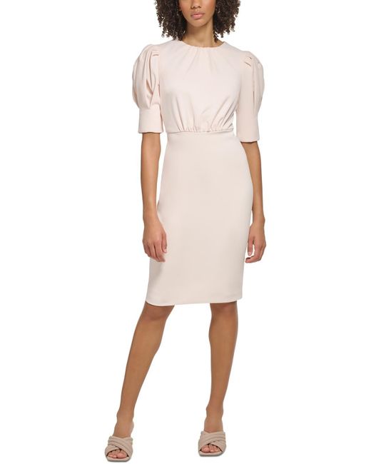 Calvin Klein Natural Ruched Knee Length Midi Dress