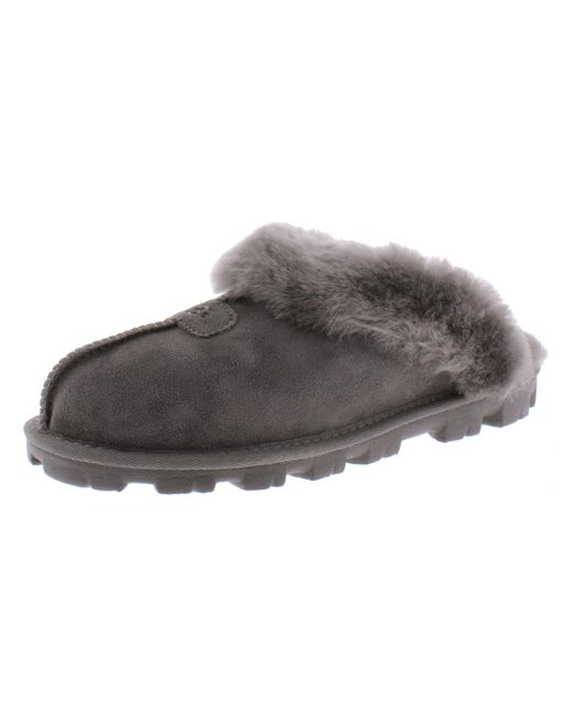 UGG Coquette Suede Lined Mule Slippers in Gray | Lyst