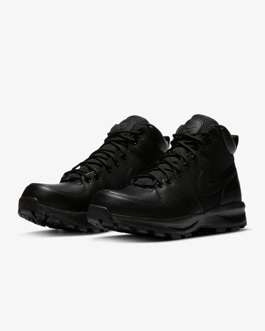 Nike Black Manoa 456975-001 Leather Mid Top Combat Boots Size Us 4 Tuf16 for men