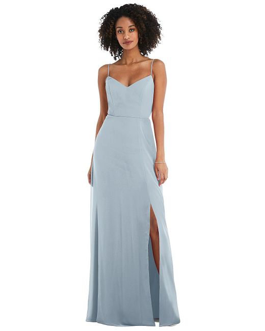 After Six Blue Tie-back Cutout Maxi Dress With Front Slit