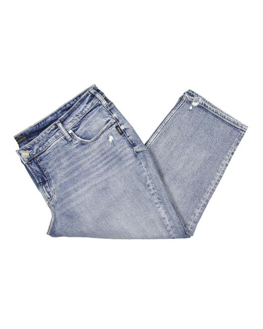Silver Jeans Co. Blue Plus Mid-rise Distressed Capri Jeans