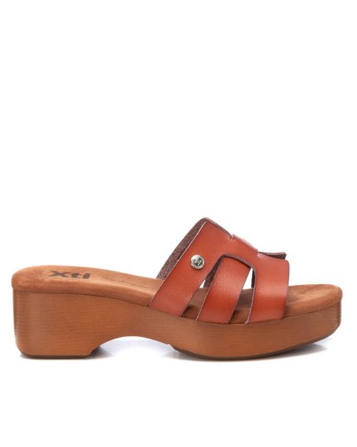 Xti Brown Slip On Platform Sandals