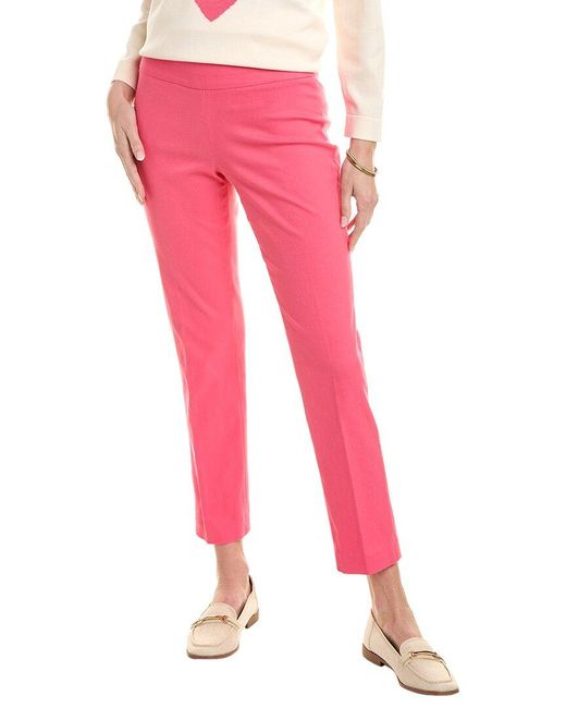 Jones New York Pink Solid Stretch Twill Pull-on Pant