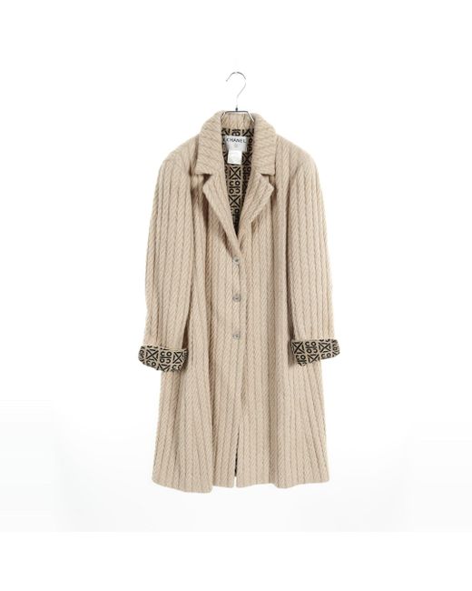 Chanel Natural Long Coat Alpaca Wool Beige 00a