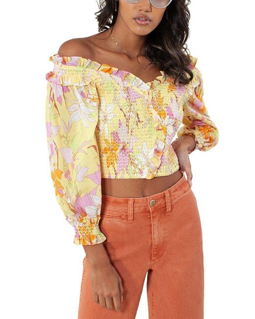Hale Bob Orange Smocked Top