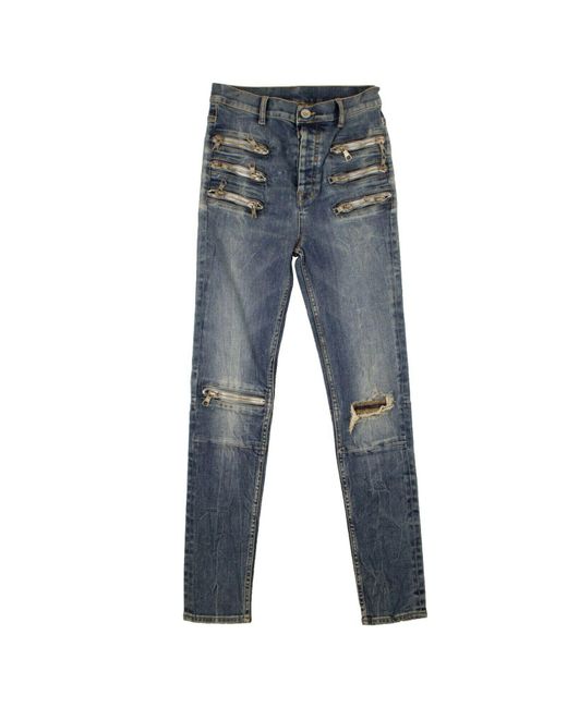 Unravel Project Blue Triple Zip Skinny Fit Jeans