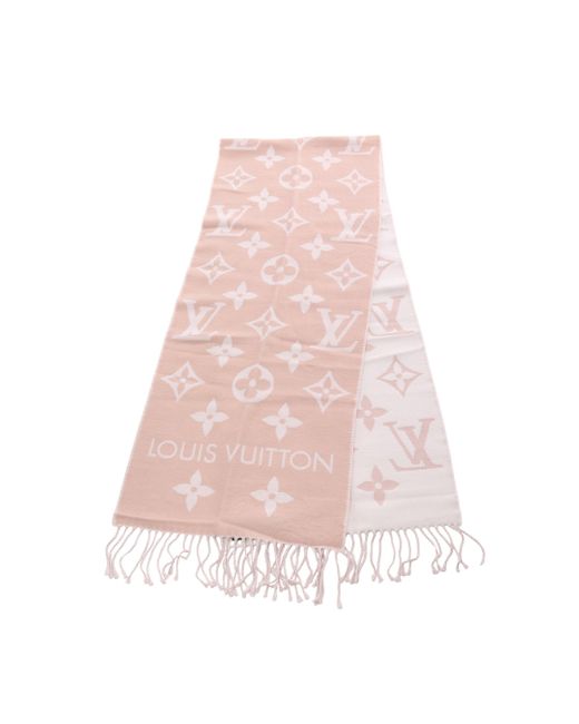 Louis Vuitton Pink Lv Essential Beige Rose Scarf Wool Beige Off