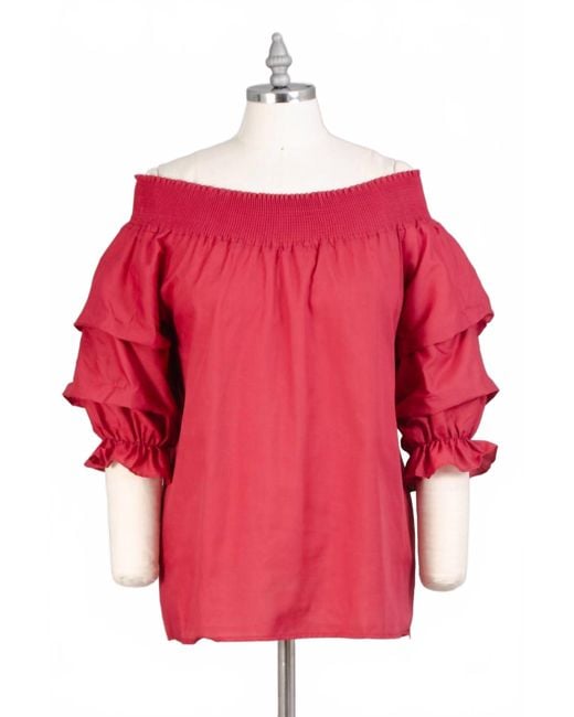 Kara Chic Red Off Shoulder Top