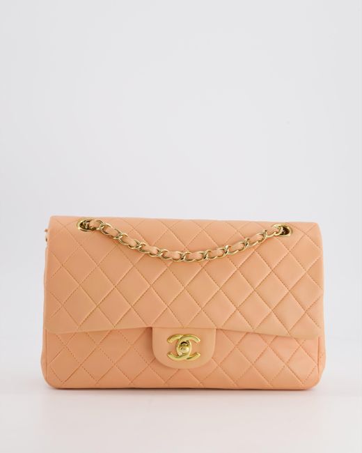 Chanel Natural Vintage Medium Peach Classic Double Flap Bag