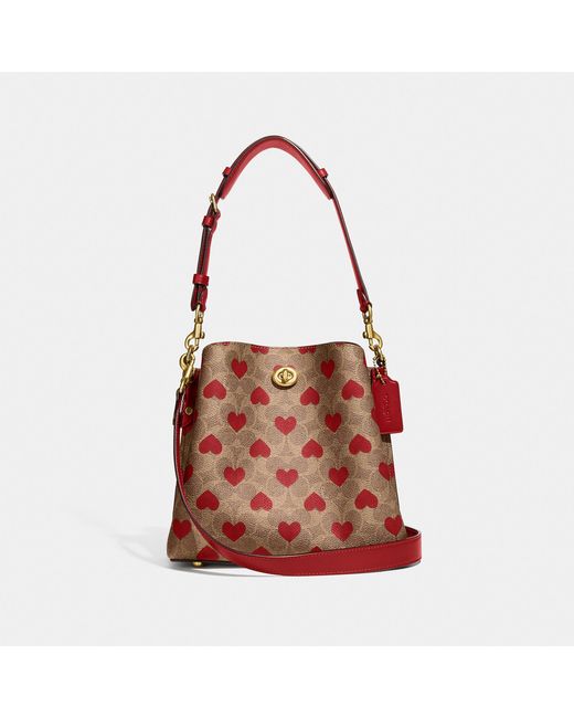 Coach Outlet Willow Bucket Bag In Signature Canvas With Heart Print in