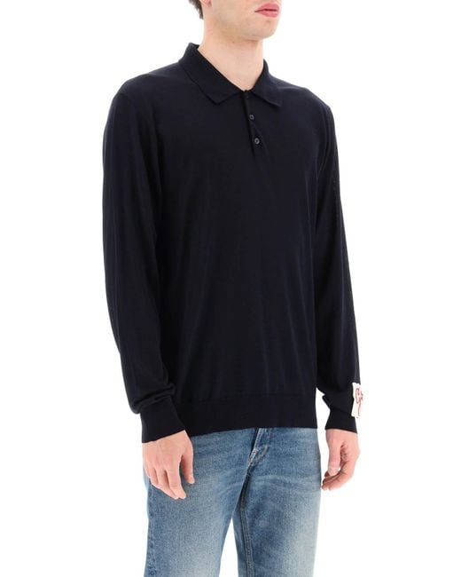 Golden Goose Deluxe Brand Blue Long-sleeve Knit Polo Shirt