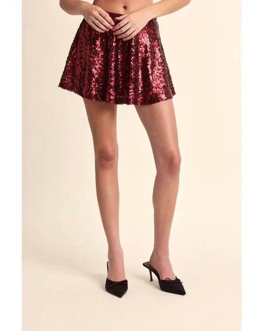 Sky To Moon Pink Sequined Mini Skort